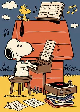 Snoopy and Woodstock Play Music
