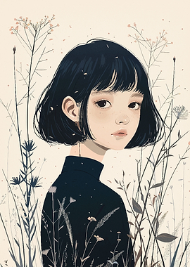 Girl in a Field of Flowers