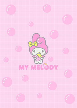 My Melody with Strawberry and Bubbles
