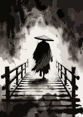 Samurai on a Bridge Art