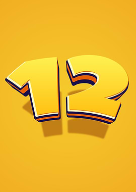Yellow 3D Numbers 12