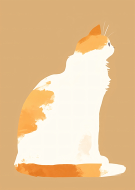 Orange and White Cat Silhouette