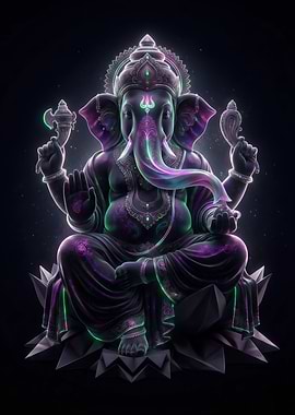 Mystic Dark Lord Ganesha Spiritual Artwork