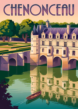 Chenonceau Castle Art Poster