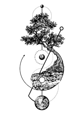 Bonsai Tree with Celestial Elements