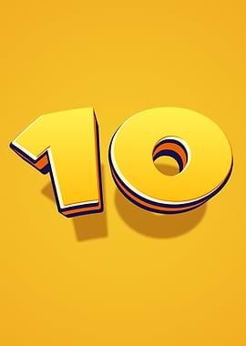 Yellow Number 10 with Shadow