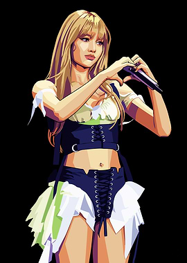 Lisa Pop Art Singer Making Heart Gesture