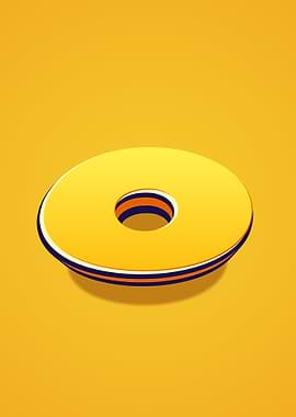 Yellow Donut with Blue and Orange Rings