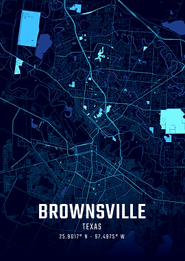 Brownsville Texas Midnight City Map