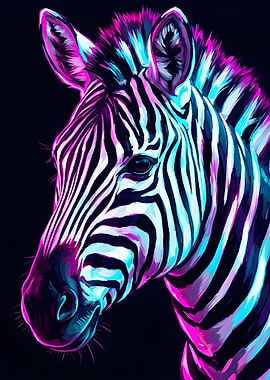 Neon Zebra Portrait