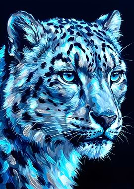 Blue Snow Leopard Portrait