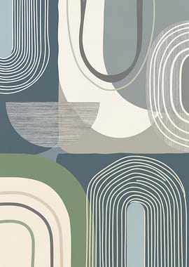 Abstract Mid-Century Modern Geometric Shapes