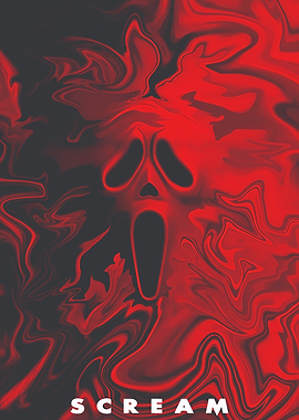 Scream Ghostface Mask Red Swirls