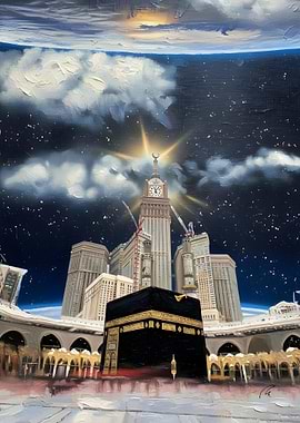 Kaaba in Space with Earth View