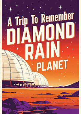 Retro Sci-Fi Poster: Diamond Rain Planet