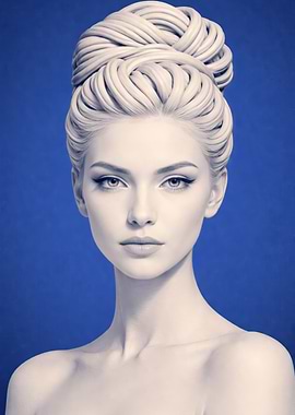 Elegant Woman with Elaborate Hairstyle