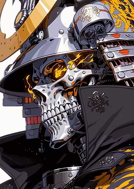 Cyberpunk Samurai Skeleton