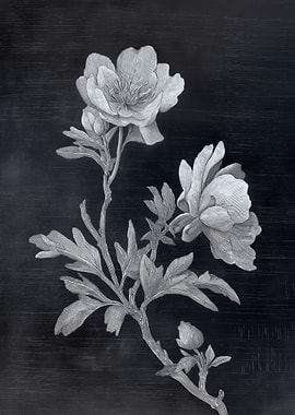 Black and White Floral Illustration