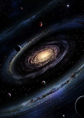 Spiral Galaxy with Planets