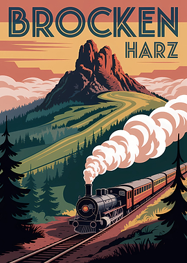 Brocken Harz Vintage Train Poster