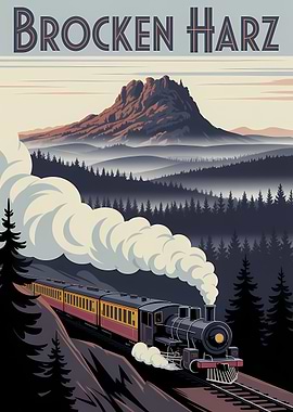 Brocken Harz Vintage Train Poster