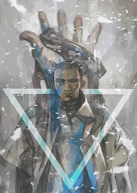 Man in Snow with Geometric Overlay