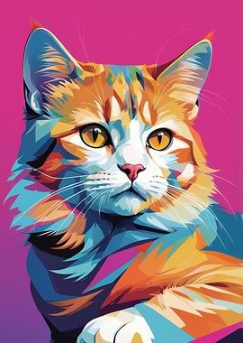 Colorful Cat Portrait