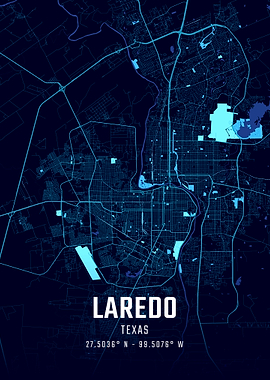 Laredo Texas Midnight City Map