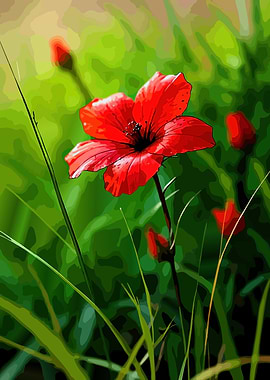 Vibrant Red Hibiscus Flower