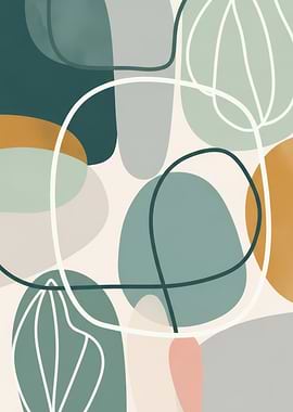 Abstract Organic Shapes with Line Art
