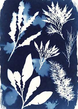 Cyanotype of Seaweed Specimens