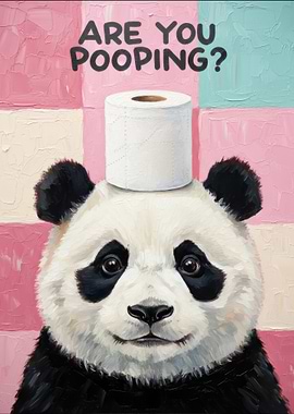 funny panda with Toilet Paper