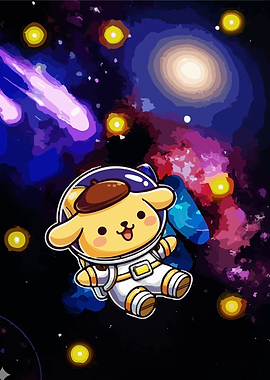 Cute Astronaut Dog in Space