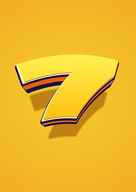 Yellow Number 7 with Blue and Orange Trim