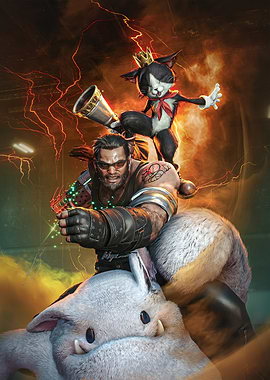 Mog and Sabin on a large creature