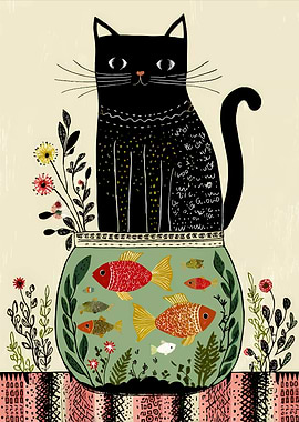 Black Cat and Fishbowl