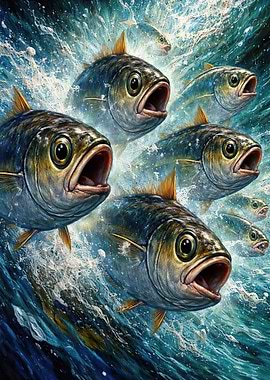 School of Fish in Water