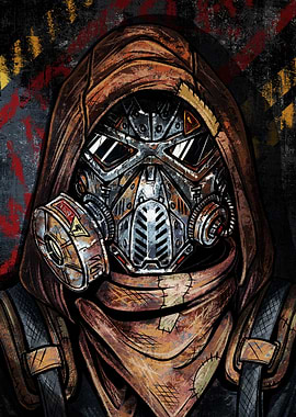Post-apocalyptic character with gas mask