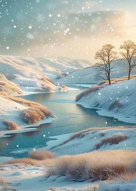 Winter Landscape with Snowfall