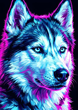 Neon Wolf Portrait