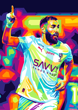 Karim Benzema Pop Art Portrait