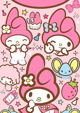 My Melody and Friends Cute Illustration