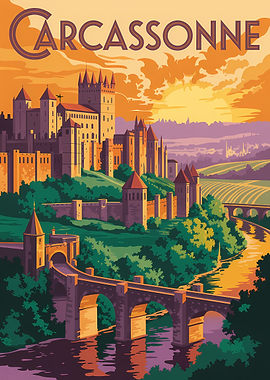 Carcassonne Castle at Sunset