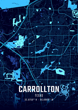 Carrollton Texas Midnight City Map