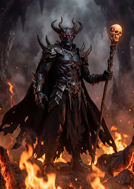 Demonic Warrior with Skull Staff