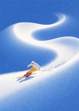 Skier on a Snowy Slope