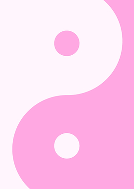 Pink and White Yin Yang Symbol