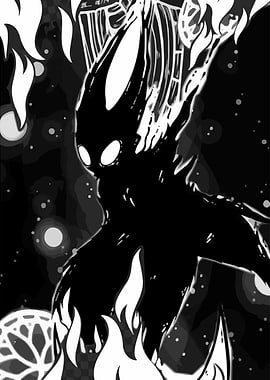 The Hollow Knight Character in Flames