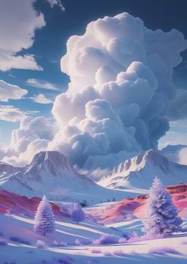Surreal Winter Mountain Landscape
