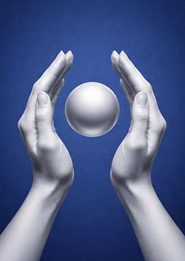 Hands cradling a glowing orb